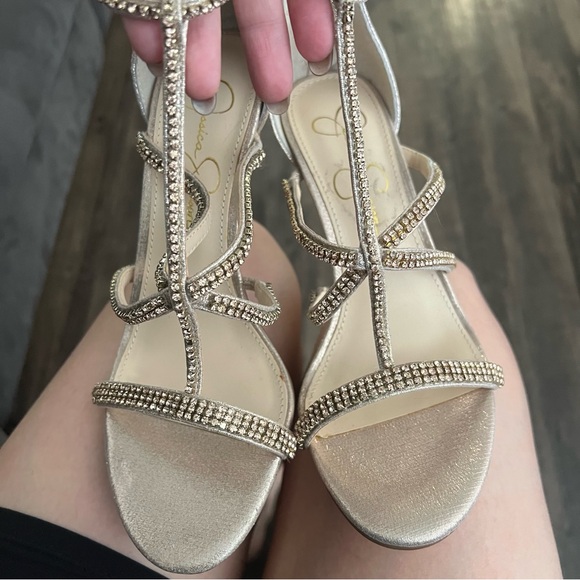 Jessica simpson rhinestone gold heels - Picture 3 of 4